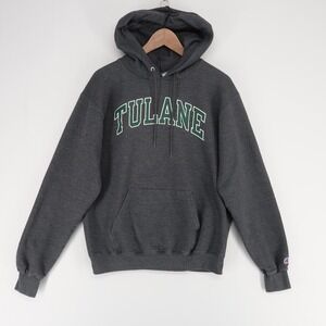 Tulane University Hoodie Adult M Gray Heather Pullover Champiomn Kangaroo Pocket